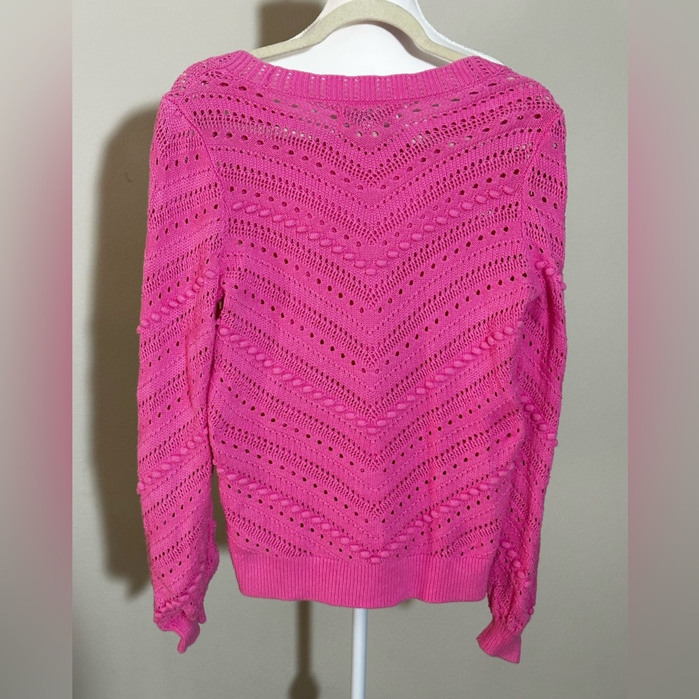 LOFT Pink Pointelle Knit Sweater – Size XS – 100% Cotton - Picture 7 of 7
